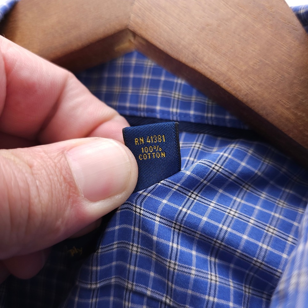 Polo Ralph Lauren Shirt Mens L Blue Plaid 120s 2-Ply Cotton Button Down Workwear - Picture 5 of 8